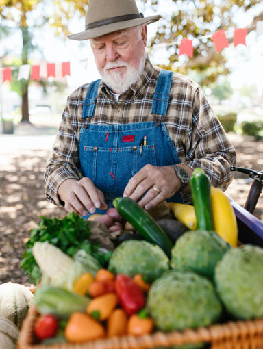 man with hat and organic vegetables 510 x 510